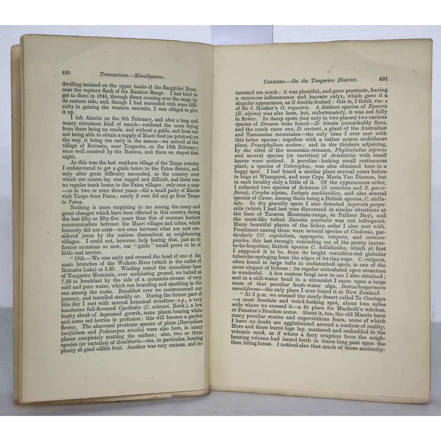 COLENSO, WILLIAM, Bound papers from TNZI.