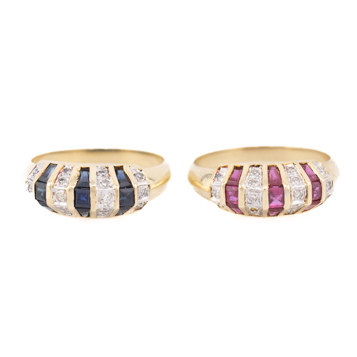2 anillos con rubi y zafiros