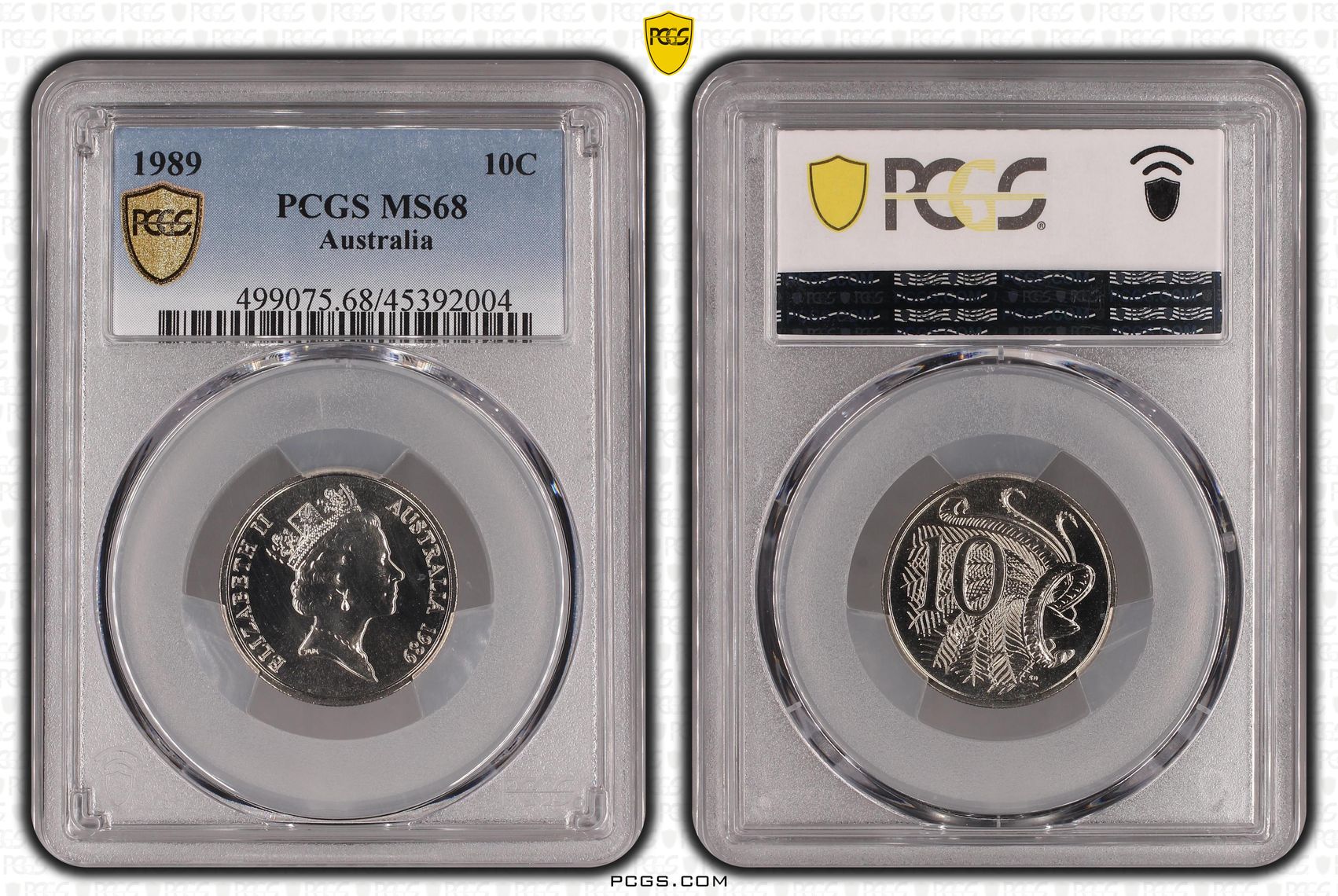 1989 Australia Ten Cent, 10c PCGS - MS68 -004