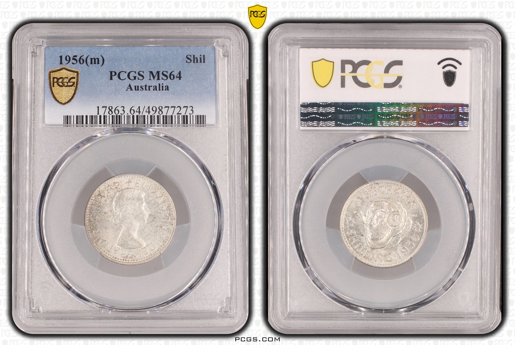 Elizabeth II, , Shilling, 1956(m), PCGS MS64