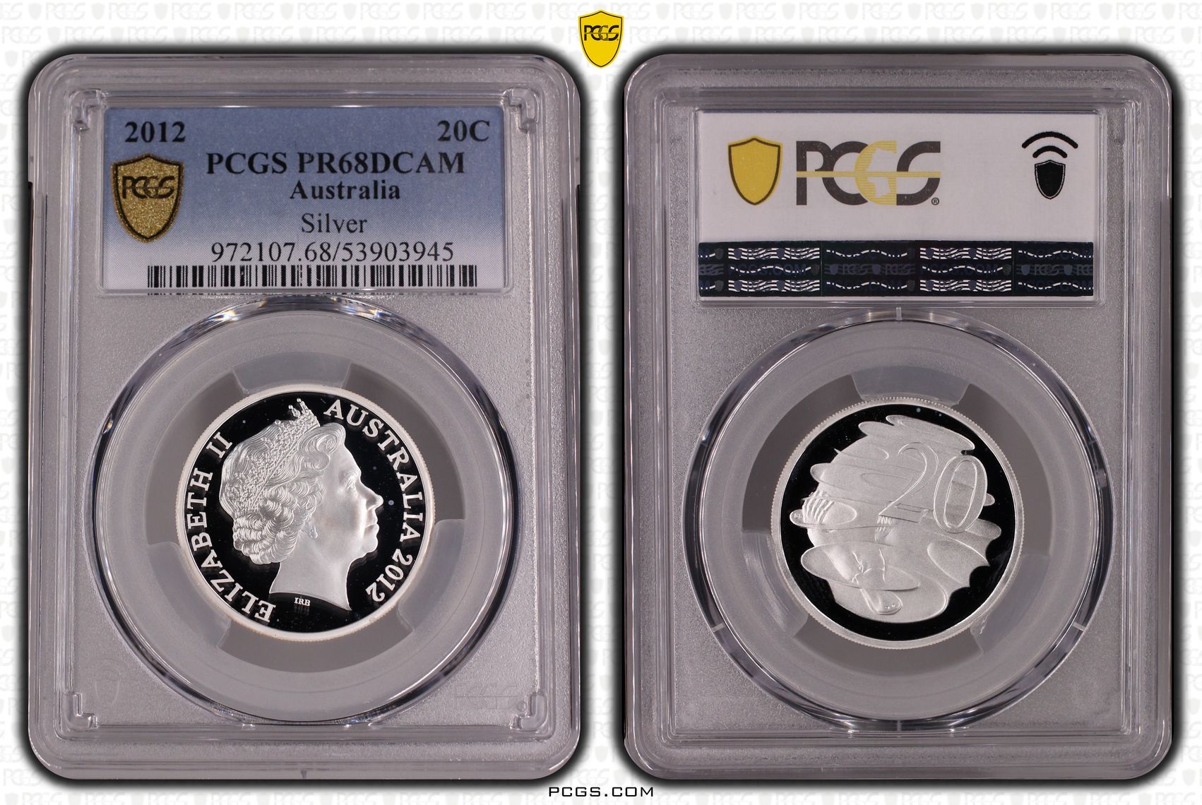 Silver, Twenty Cent, 2012, PR68DCAM