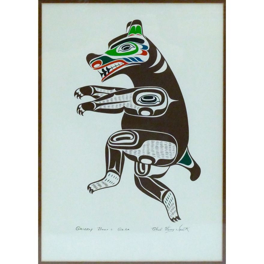 Chief Henry Speck ''Grizzly Bear'' Serigraph Framed 23''x17''