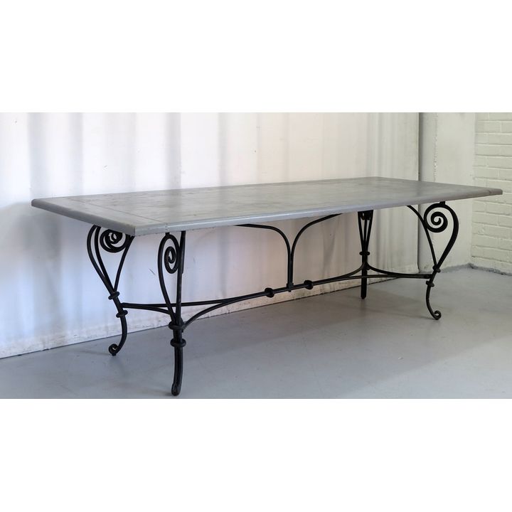 LARGE STEEL BASE PAINTED PATIO TABLE
