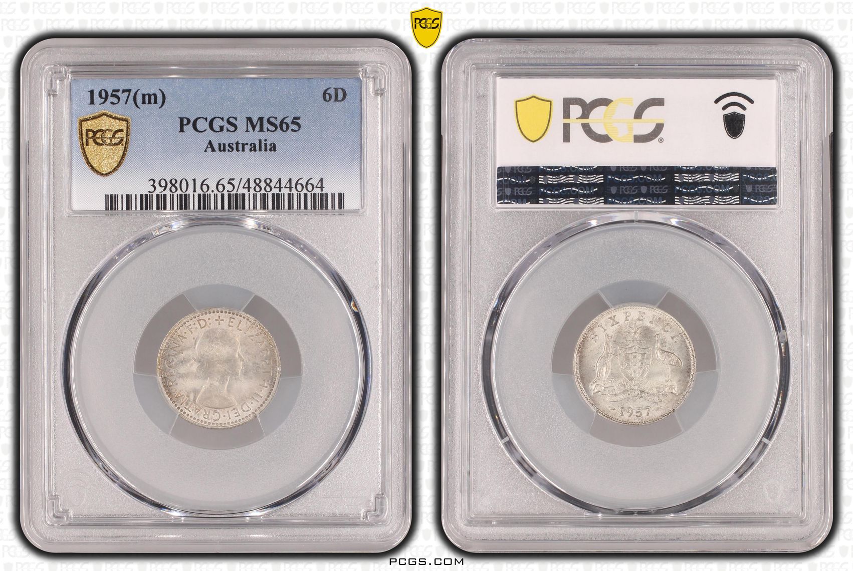 Elizabeth II, Sixpence , 1957, PCGS MS65