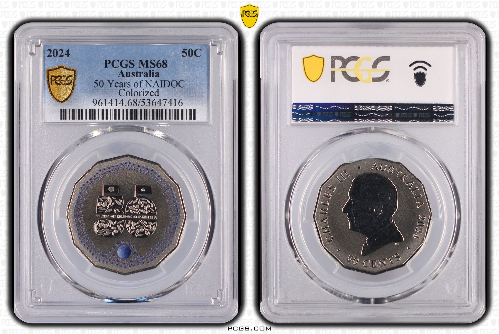 50 Years of NAIDOC Colourised, Fifty Cent, 2024, PCGS MS68
