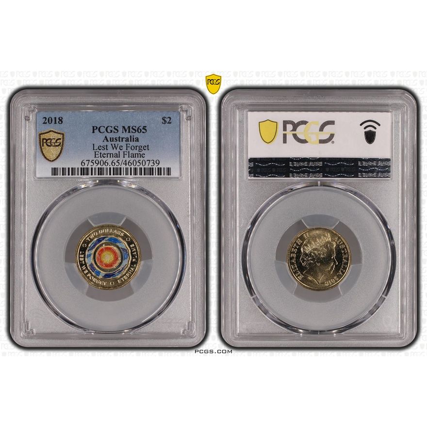 Lest We Forget - Eternal Flame Colorized, Two Dollar, 2018, PCGS MS65