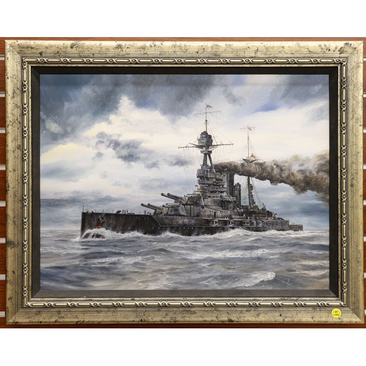 Mastrangelo Battleship Oil Painting Framed 22.5''x28.5''