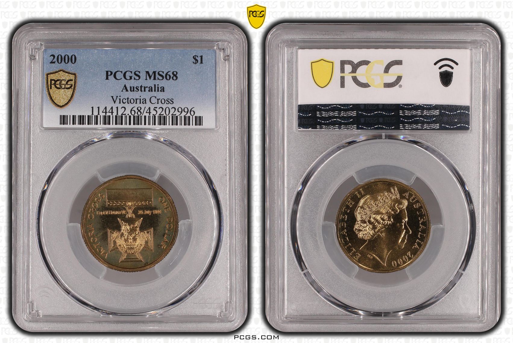 2000 Australia One Dollar, $1 Victoria Cross PCGS - MS68 -996