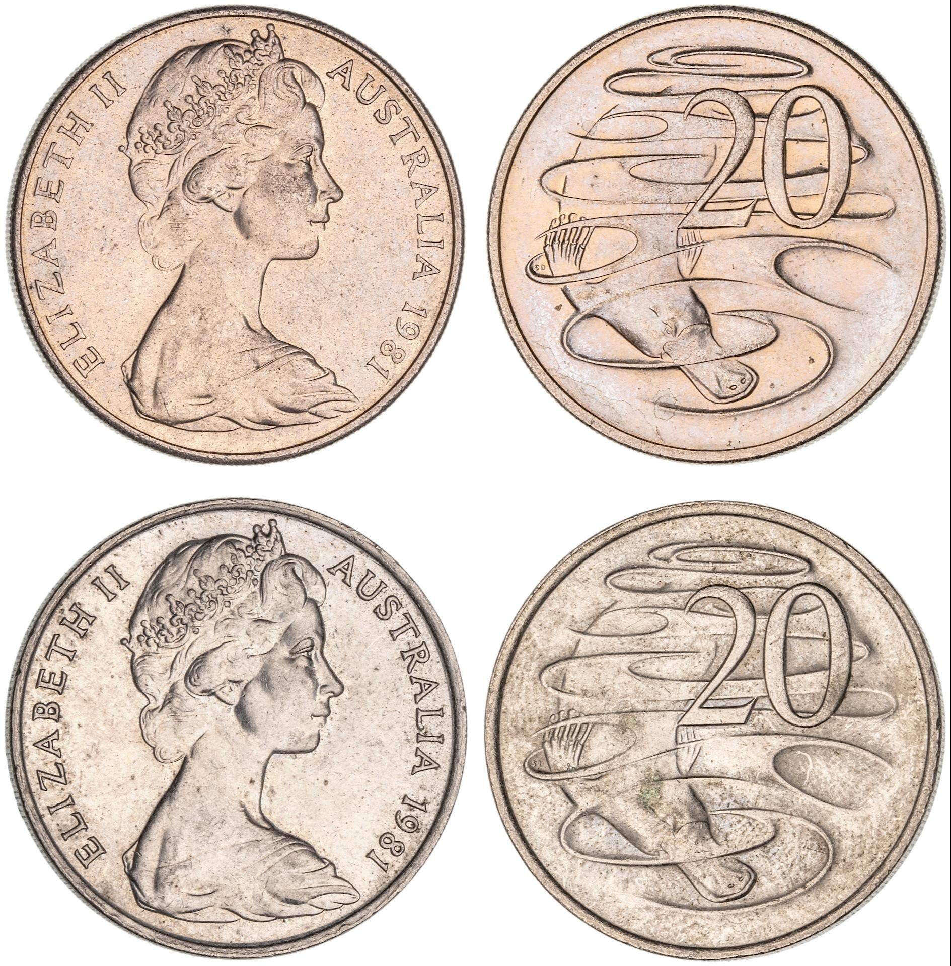 Elizabeth II, Twenty Cents, 1981, aUNC - UNC