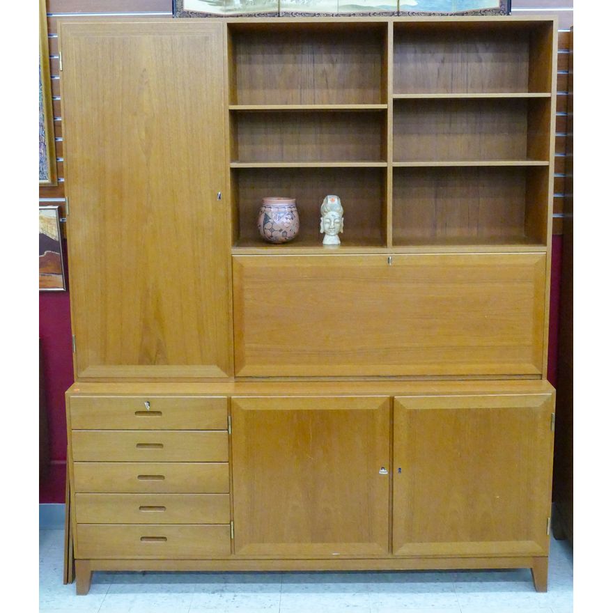 Danish Teak Mid Century Secretary Bookcase 78''x65''16''