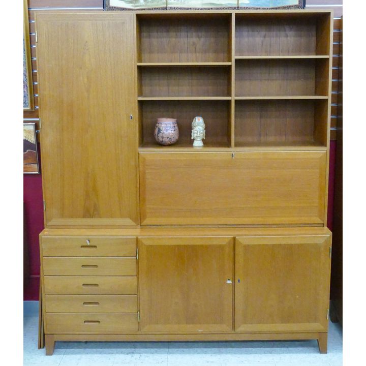 Danish Teak Mid Century Secretary Bookcase 78''x65''16''