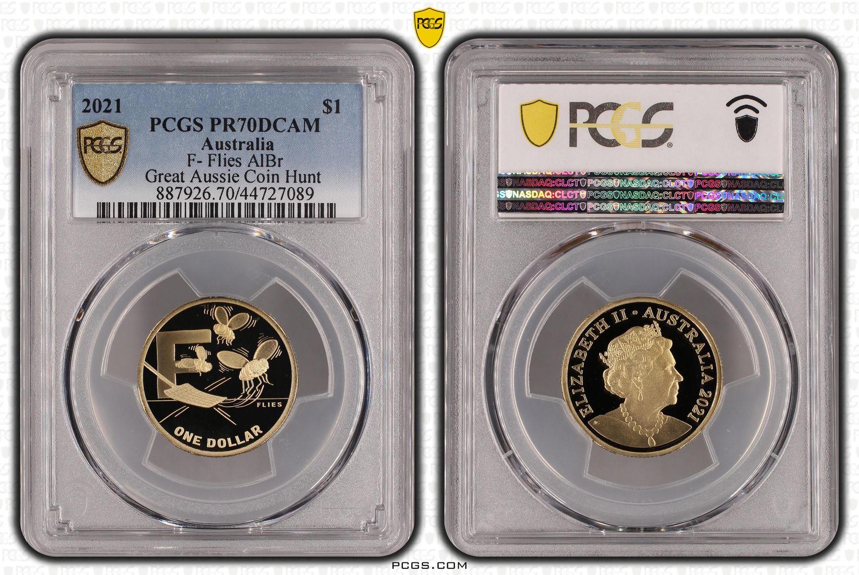 F- Flies AlBr, One Dollar, 2021, PCGS PR70DCAM