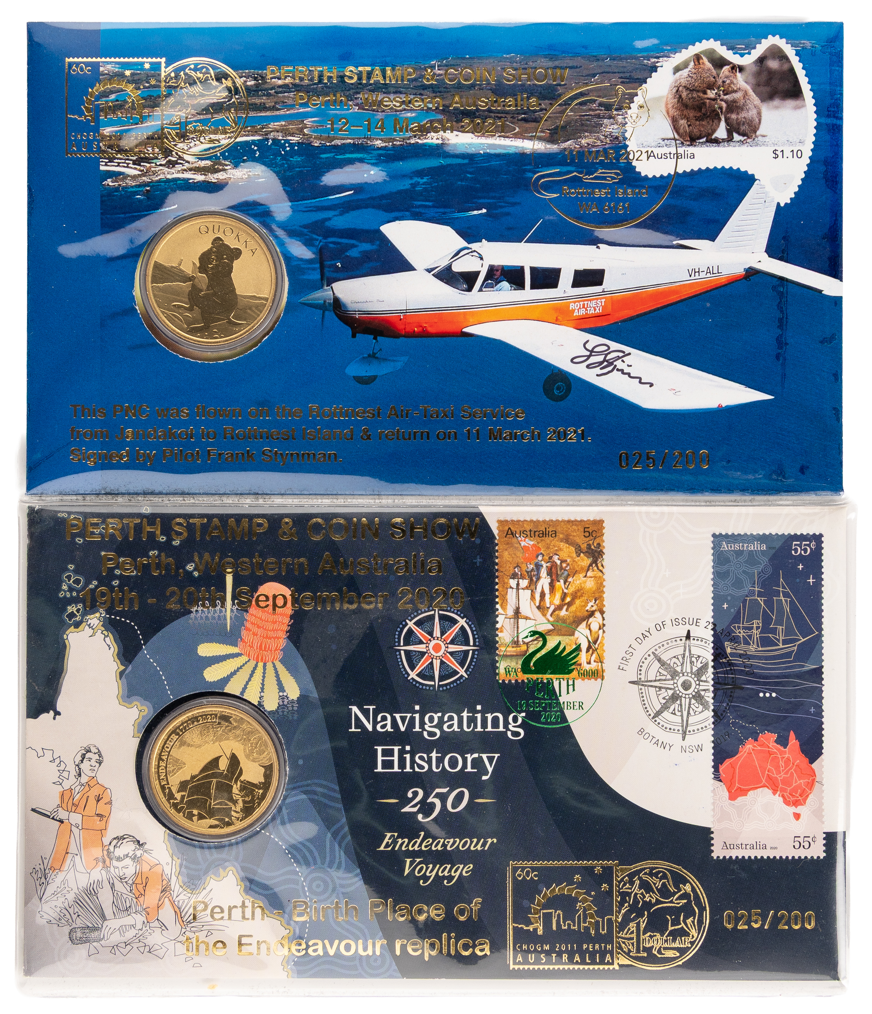 184 · Navigating History & Rottnest Air-Taxi Service - Perth Show Issues, One Dollar, 2020 - 2021,  UNC