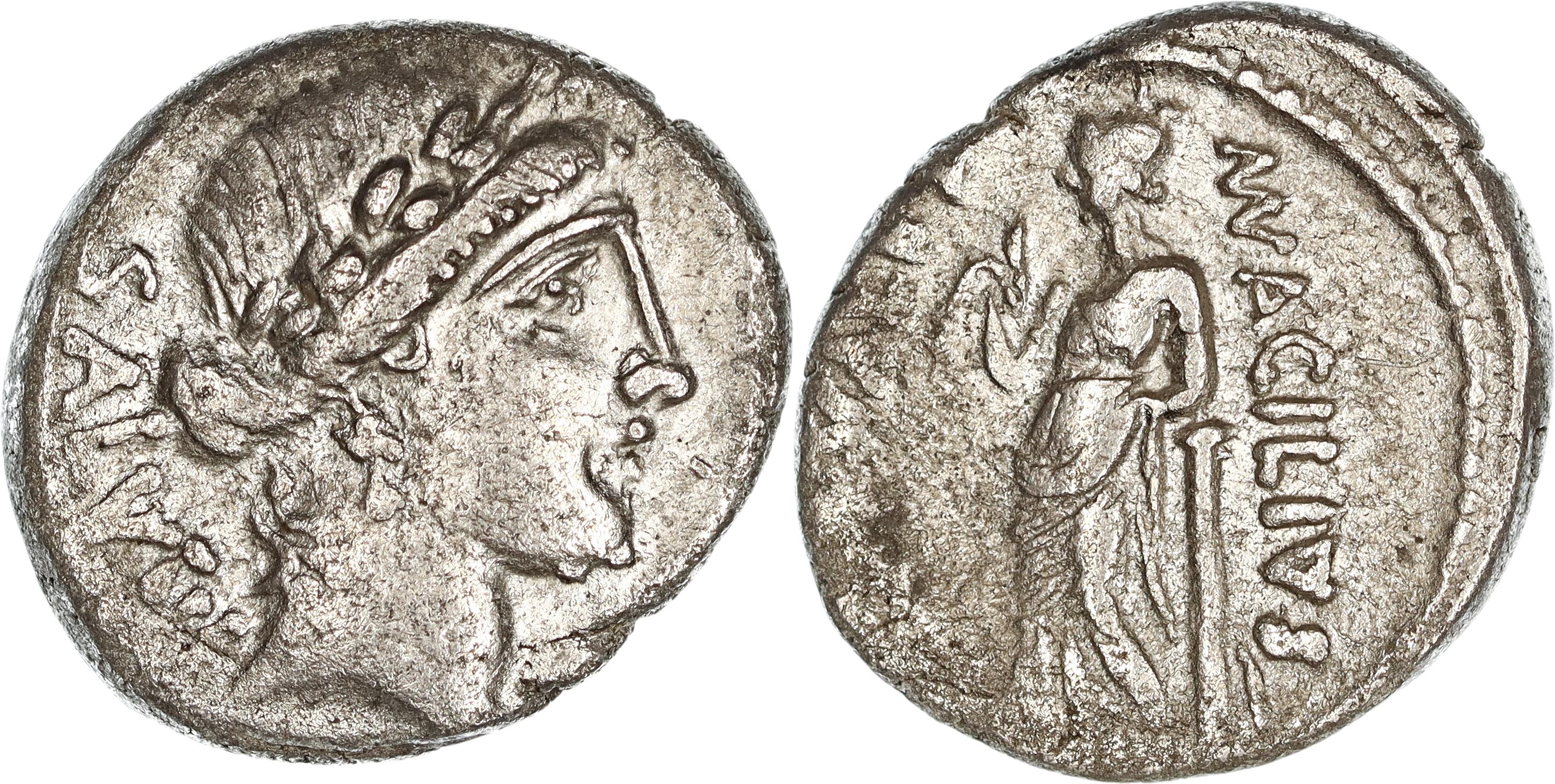 Roman Republic, Mn. Acilius Glabrio, Silver Denarius, 49 BC, nVF