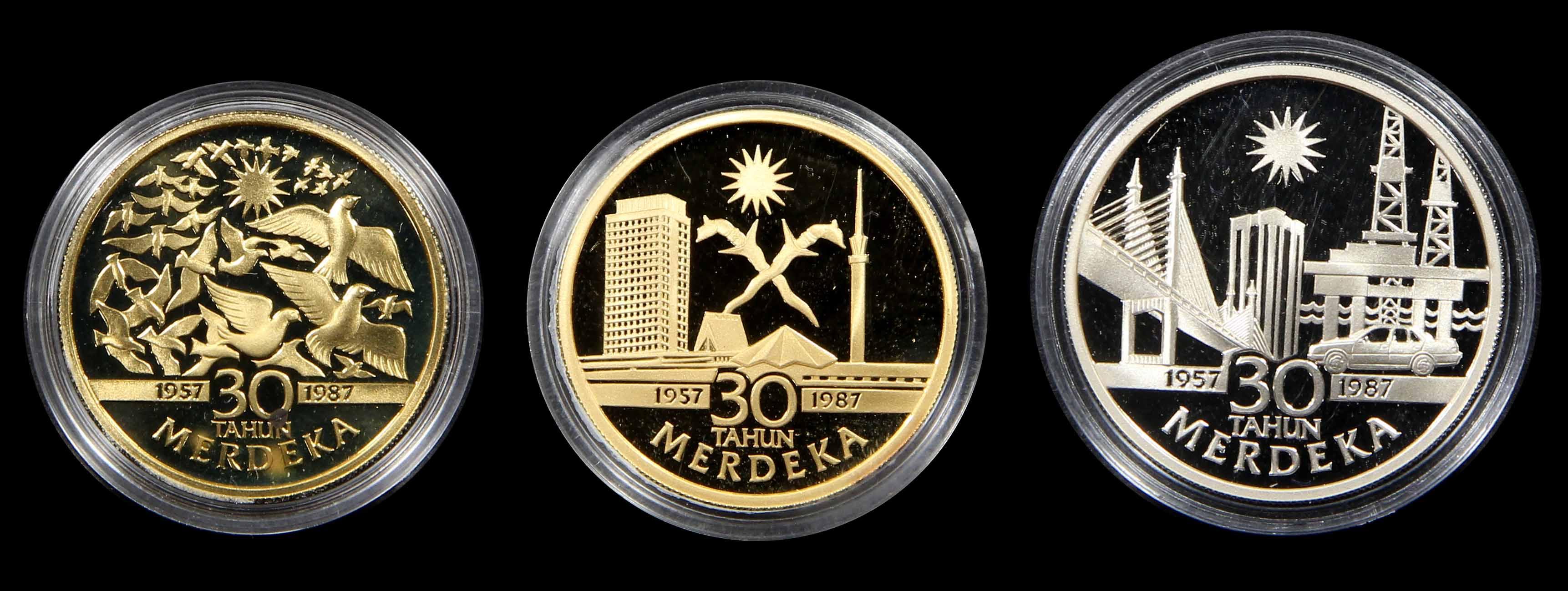 マレーシア 独立30周年1987年 【A037】 Malaysia, 1987, 1/10/250 Ringgit, 30th Anniversary of Independence