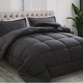 ALL SEASON KING SIZE COMFORTER SET 3 PCS, PREMIUM 350GSM SOFT QUILTED DOWN ALTERNATIVE COMFORTER+2 PILLOW SHAMS WITH CORNER TABS-M