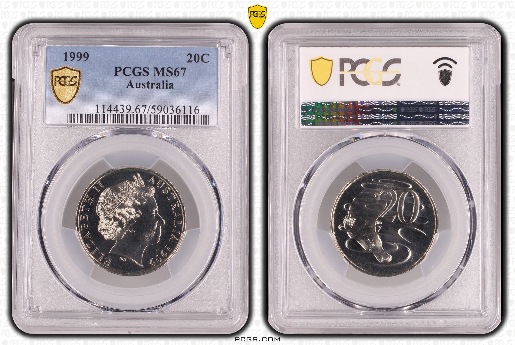 Twenty Cent, 1999, PCGS MS67