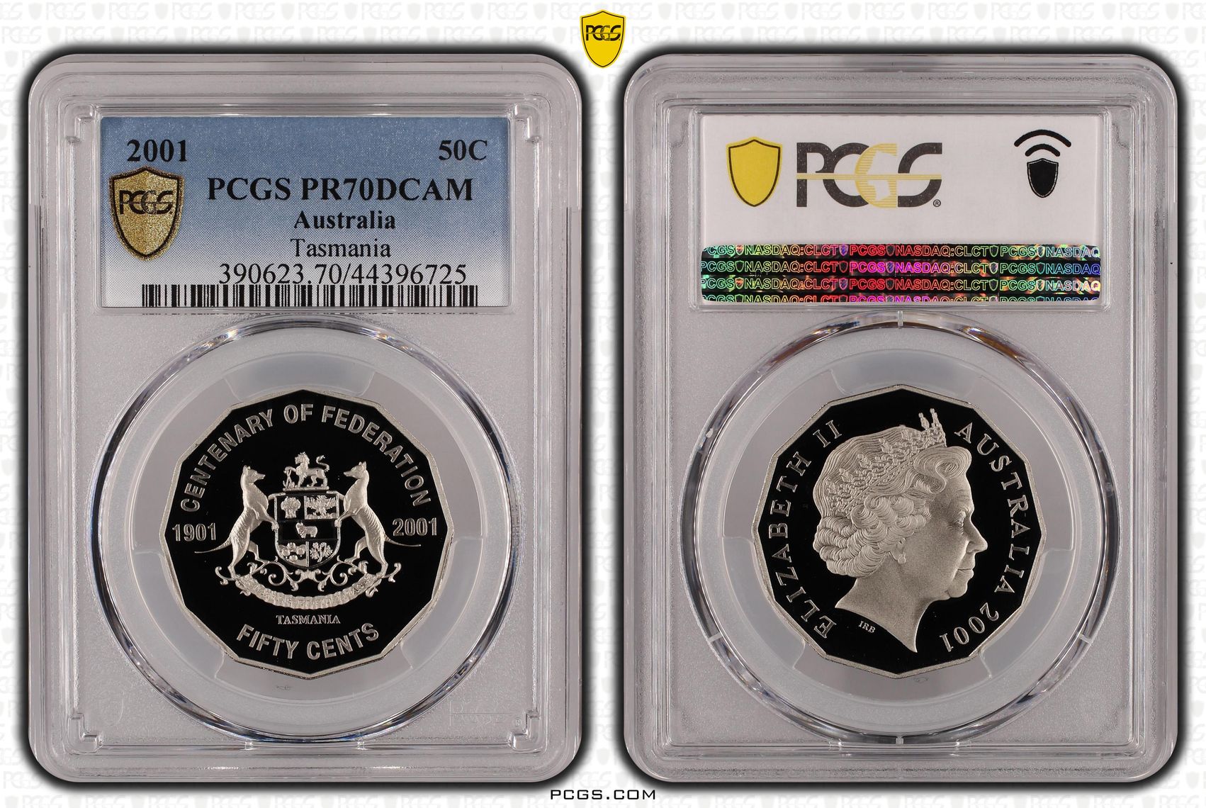 2001 Australian Fifty Cent, 50c Proof Tasmania PCGS - PR70DCAM POP 24/0 -725