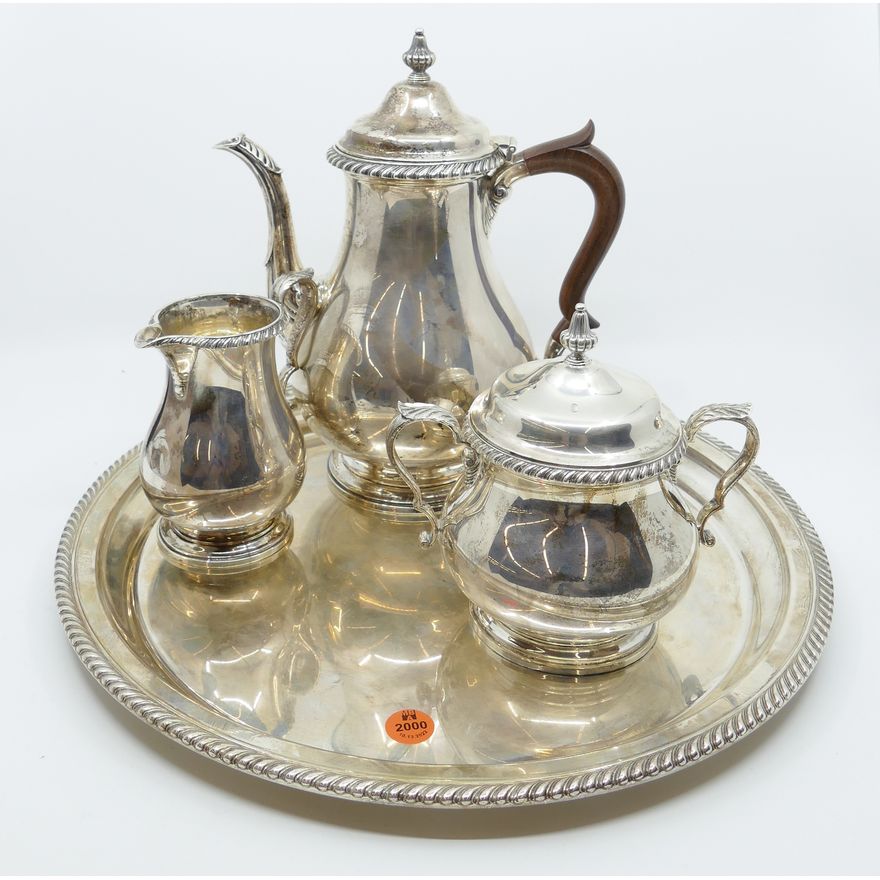 4pc Gorham Sterling Tea Set & Tray- 2332g TW.