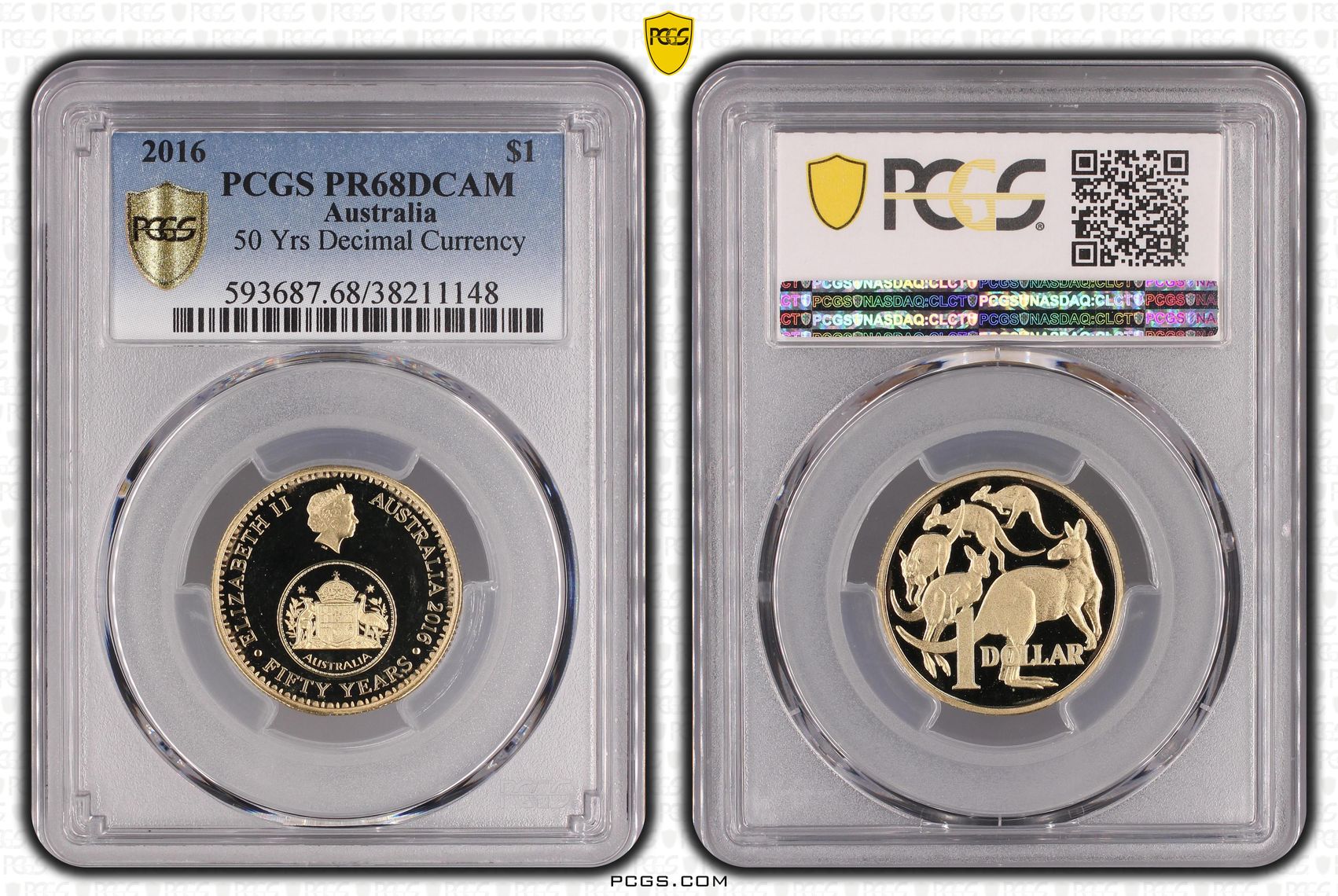 2016 Australia One Dollar, $1 50 Yrs Decimal Currency PCGS - PR68DCAM -148