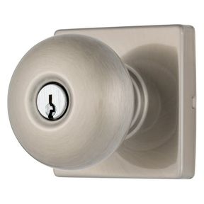 1 PACK BRINKS CONTEMPORARY KEYED ENTRY DOORKNOB, SATIN NICKEL