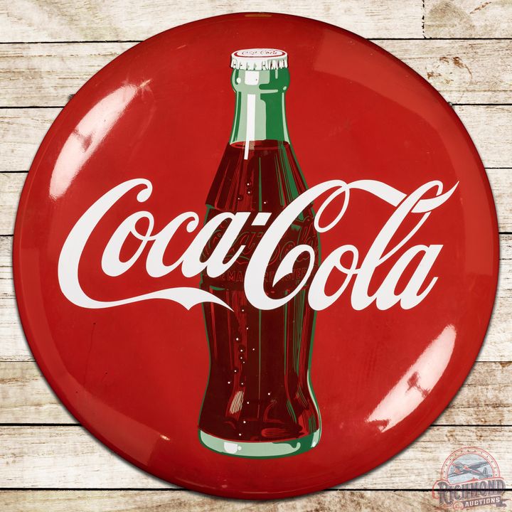 36" Coca Cola SSP Button Sign w/ Bottle - 8.9