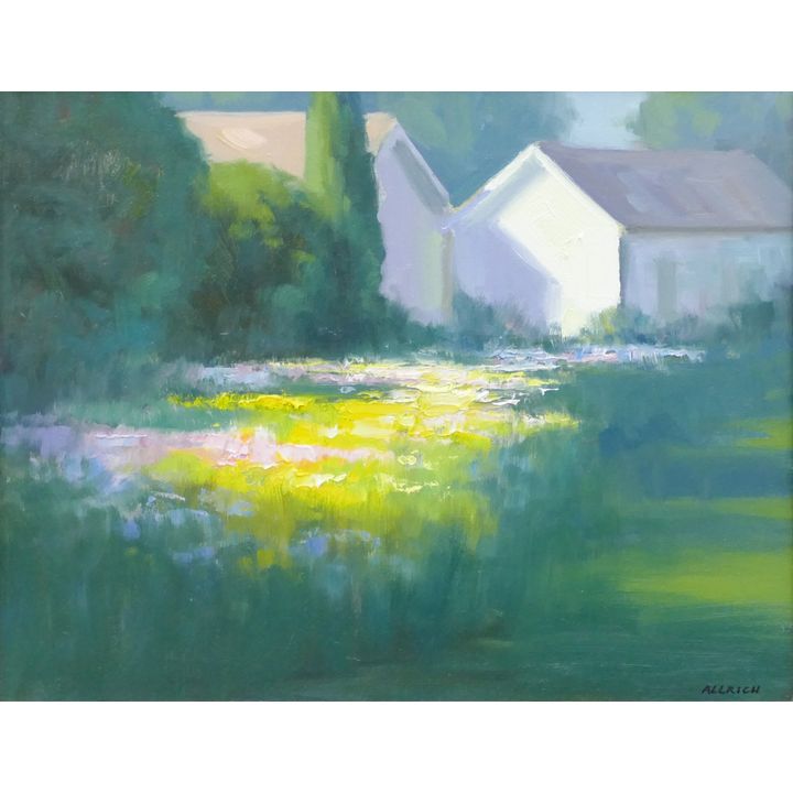 Steve Allrich ''Summer Garden, Twilight'' Oil on Canvas Gilt