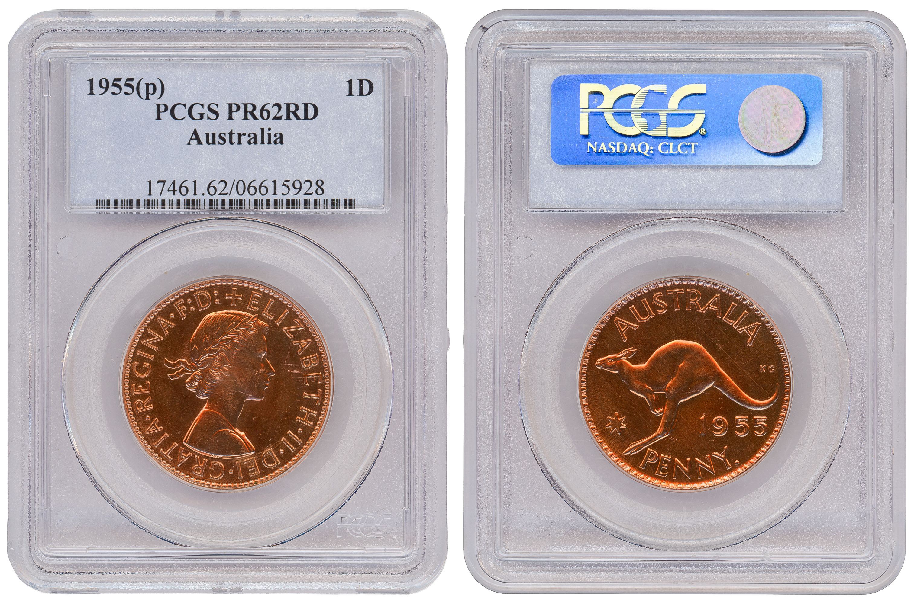 Elizabeth II, Penny, 1955 Y. (p), PCGS PR62RD