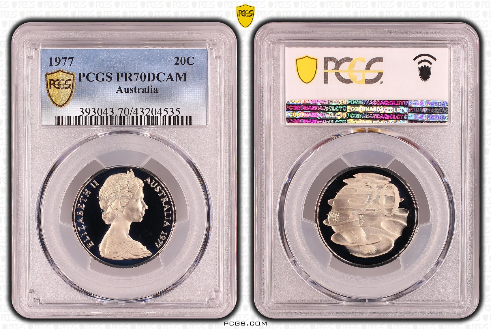 1977 Australia Twenty Cent, 20c Proof PCGS - PR70DCAM POP 8/0 -535