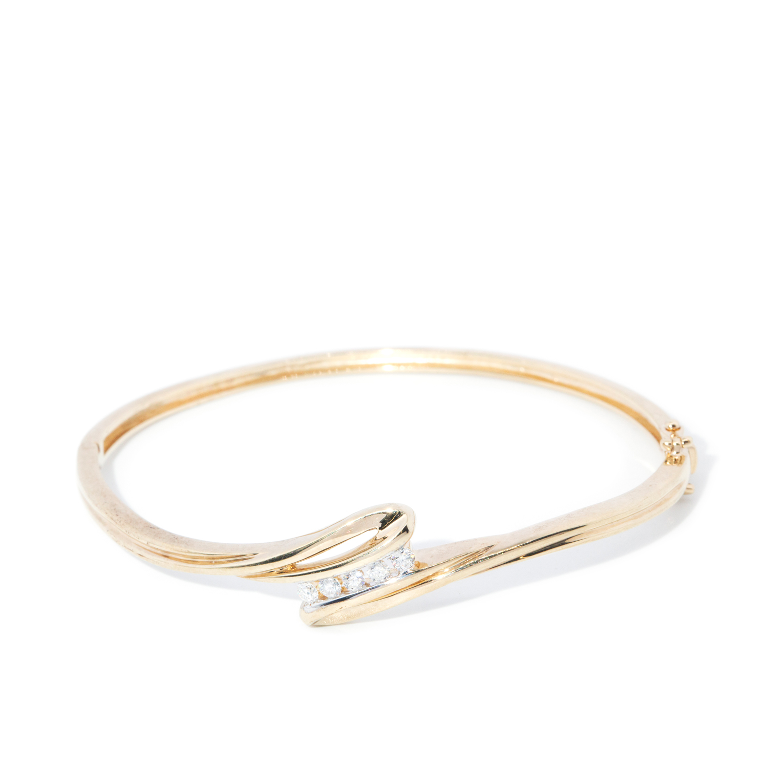 Diamond Hinged 9ct Gold Bangle