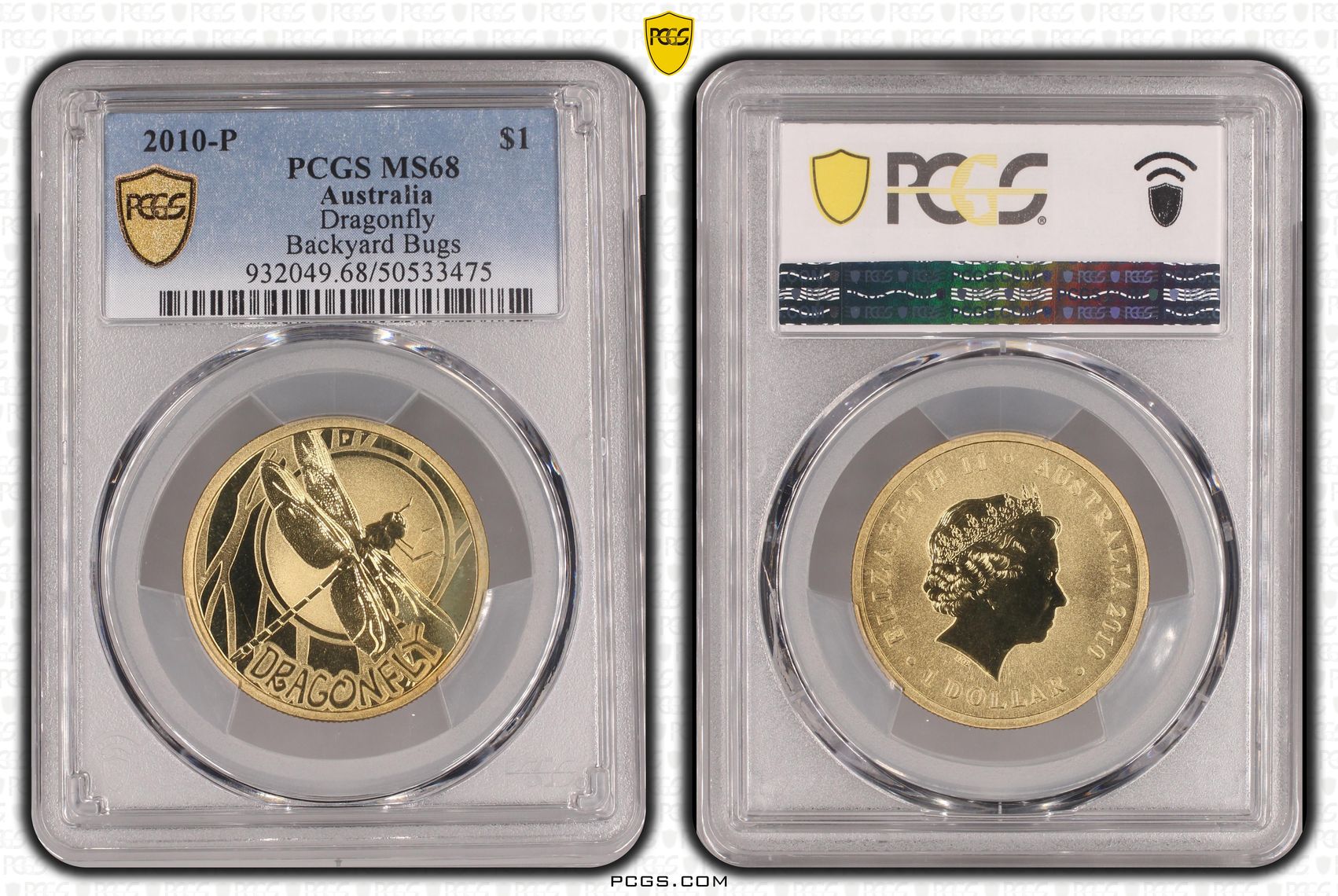 Dragonfly, One Dollar, 2010-P, PCGS MS68