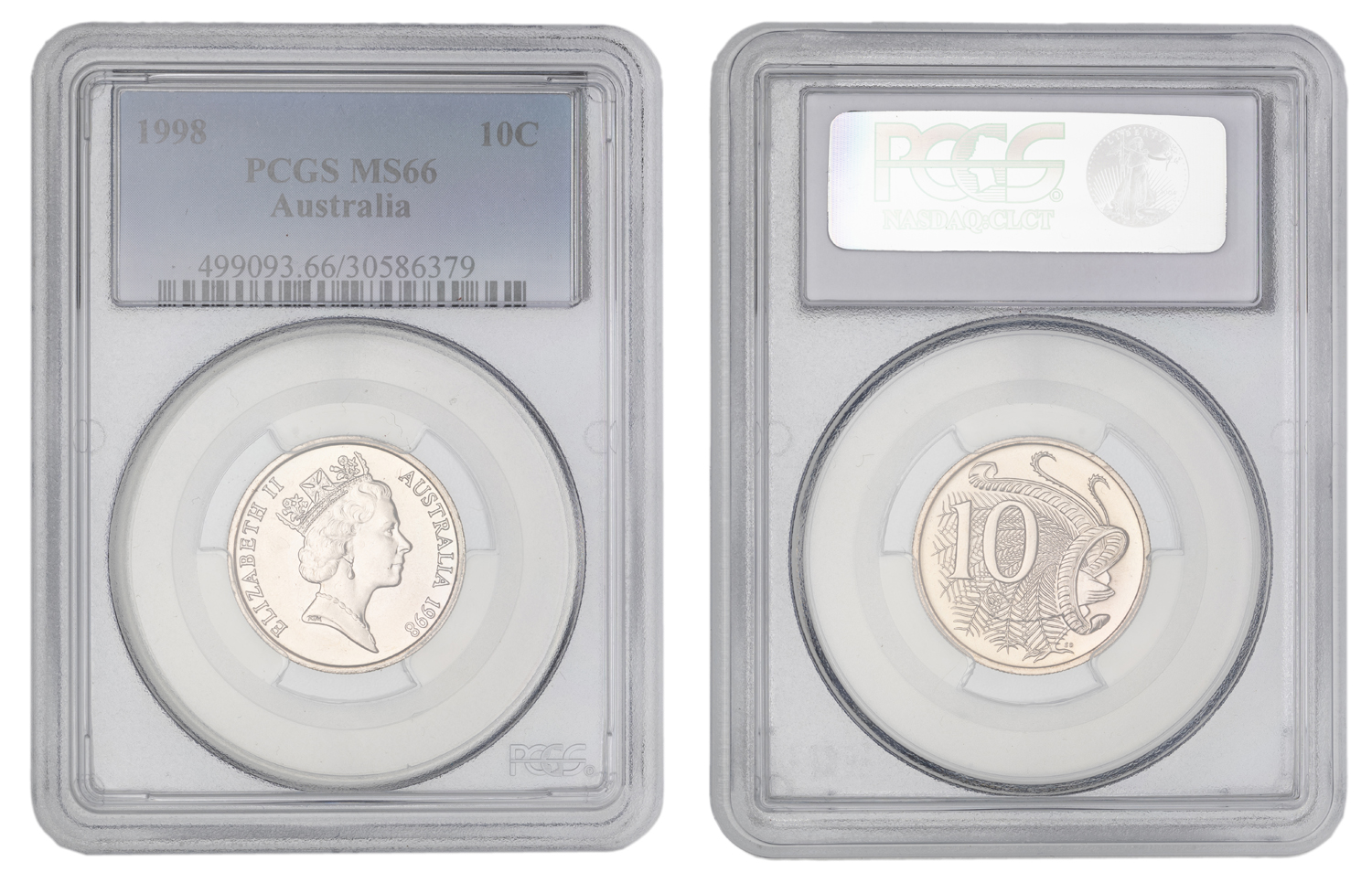 Elizabeth II, Ten Cent, 1998, PCGS MS66
