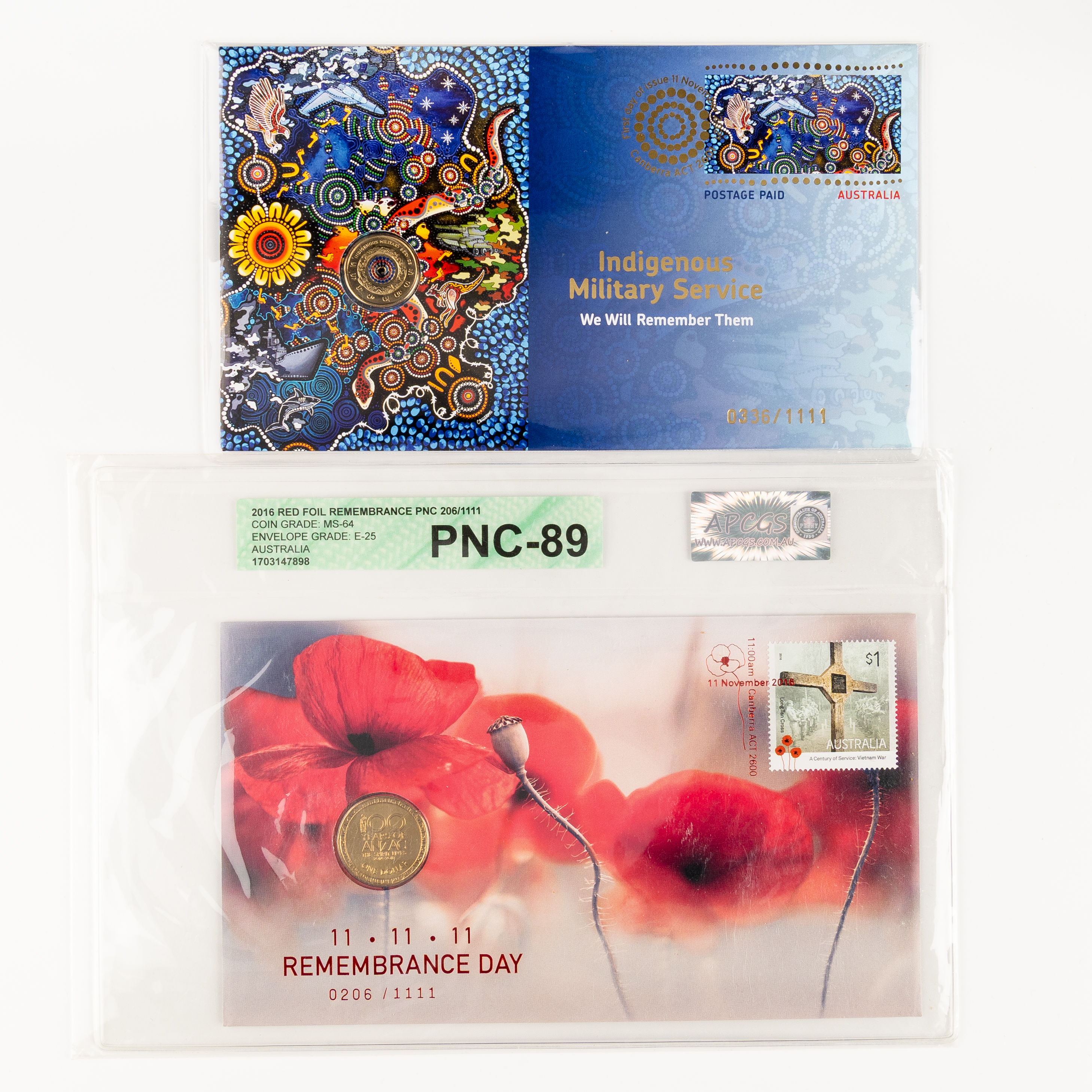 Elizabeth II, Remembrance Day / Indigenous Military Service, One Dollar - Two Dollars, 2016 - 2021, UNC