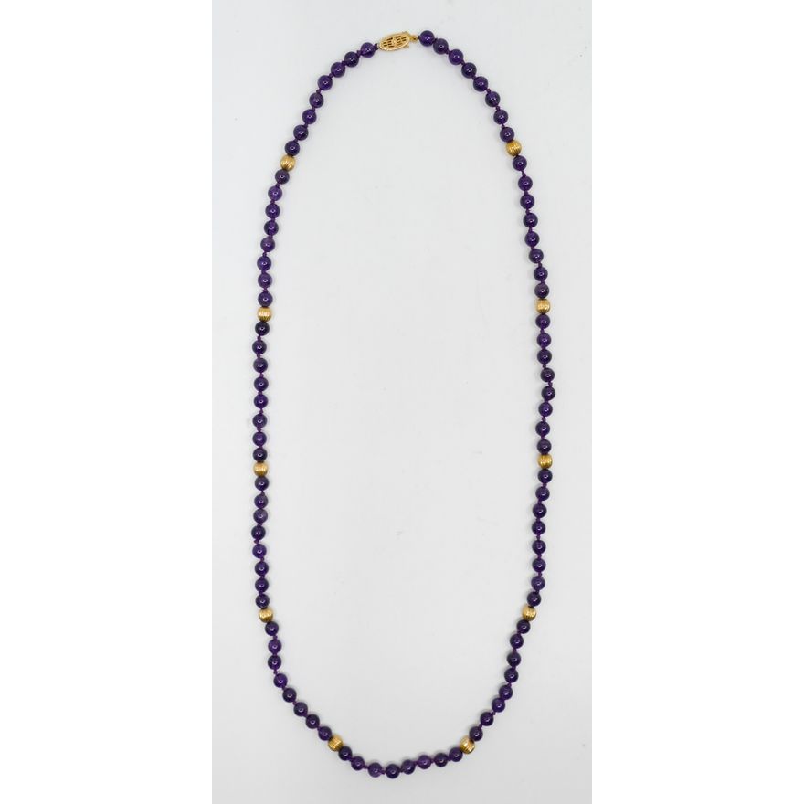 14k Amethyst Bead 5-6mm Necklace 23'' - 17 Grams TW