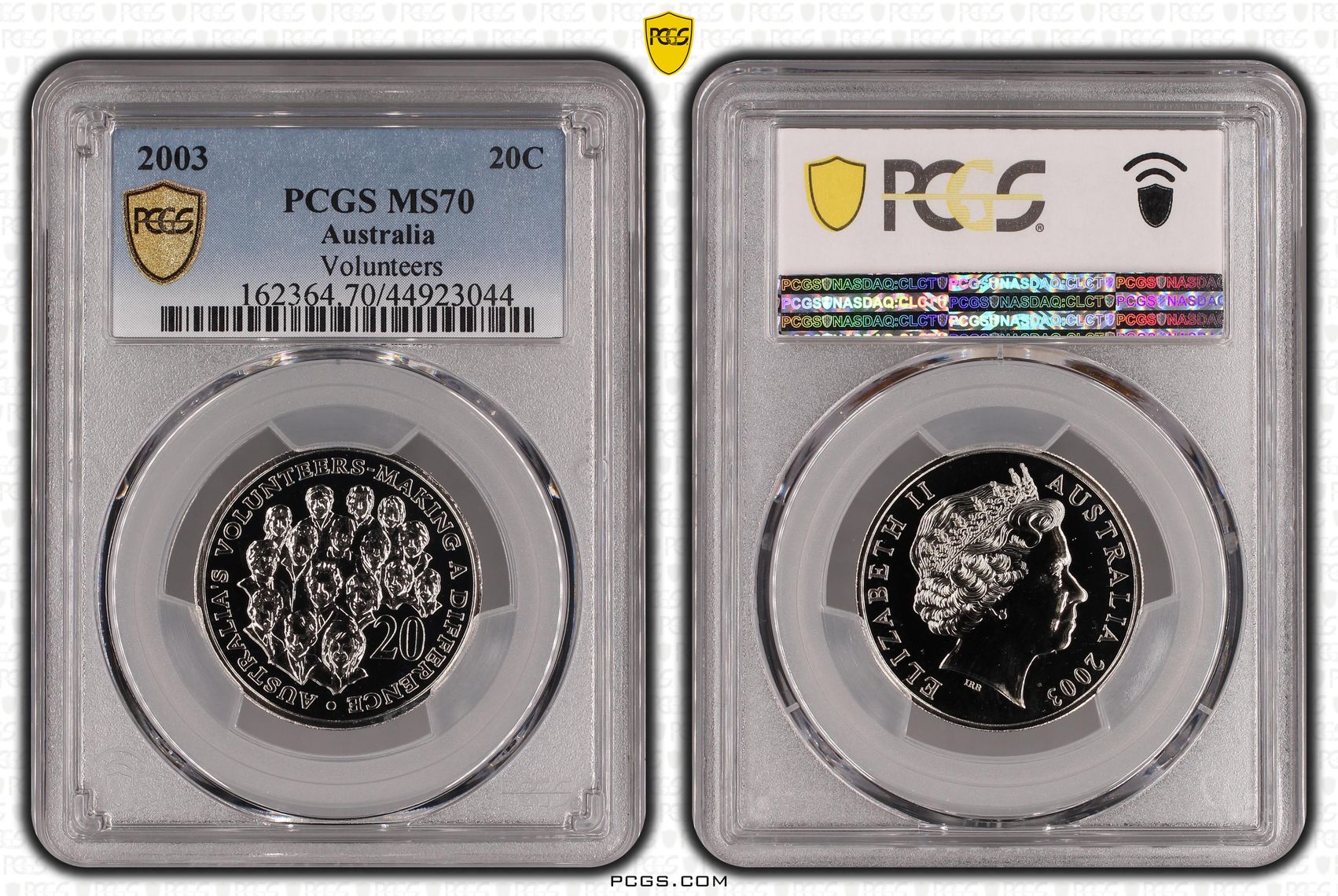 41 · 2003 Australia Twenty Cent, 20c Volunteers PCGS - MS70 POP 16/0 -044