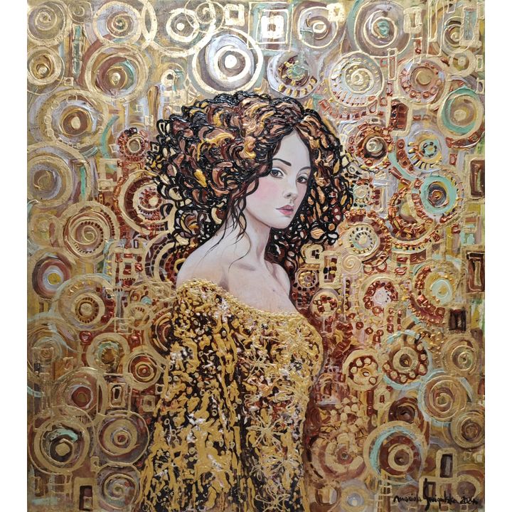 Mariola Świgulska | Hipnotyzujące spojrzenie w złotych ornamentach Klimta, 2024