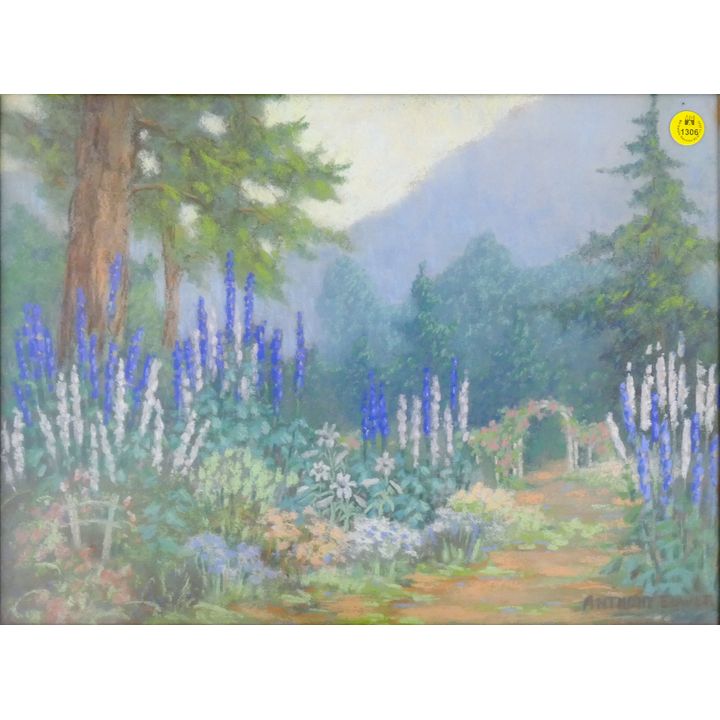 Anthony Euwen ''Garden Path'' Pastel Framed 14.5''x18.5''