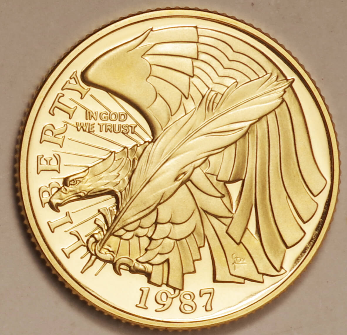 アメリカ-USA. 憲法起草200年記念 5ドル金貨 1987年(W) KM221