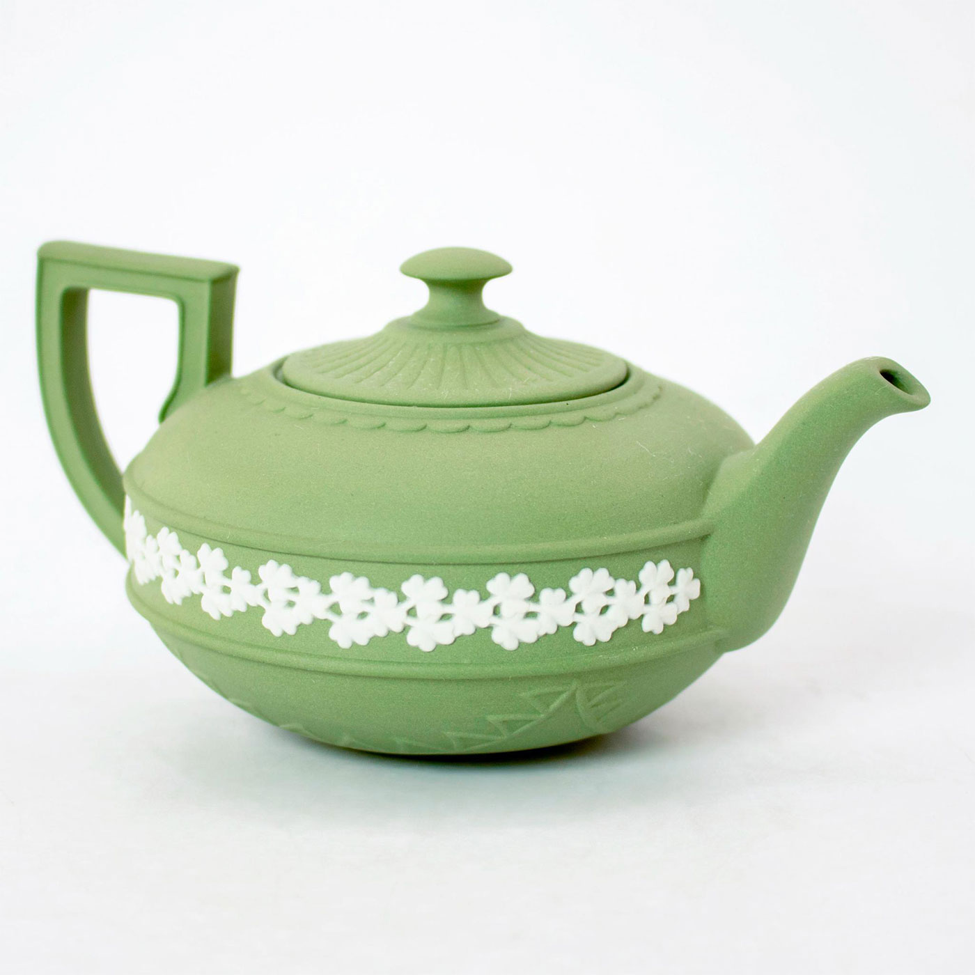 Wedgwood Sage Green Jasperware, Egyptian Teapot Lion and Unicorn