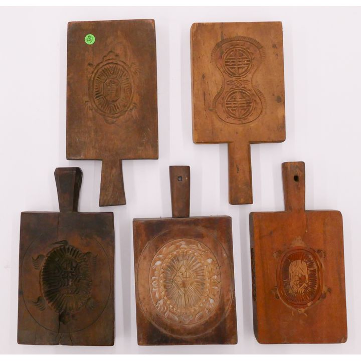 Box 5pc Antique Chinese Large Cake Molds- largest 14''