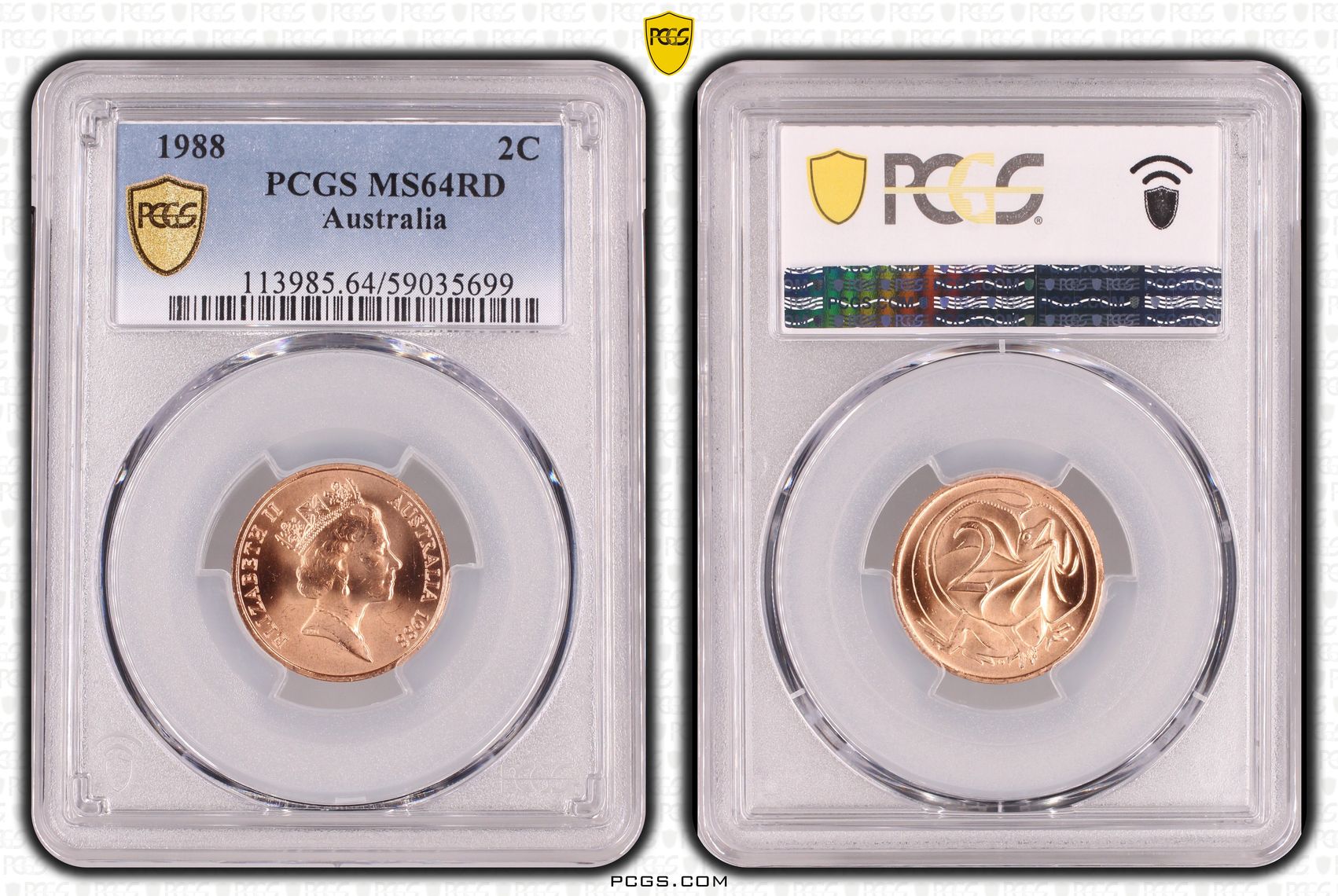 Two Cent, 1988, PCGS MS64RD