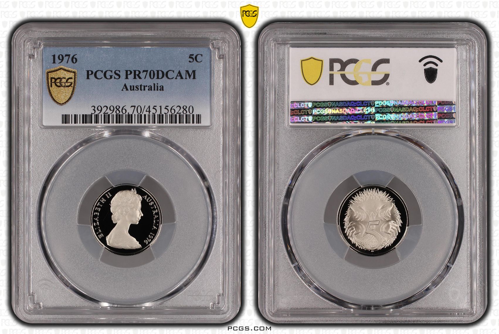 1976 Australia Five Cent, 5c PCGS - PR70DCAM POP 23/0 -280