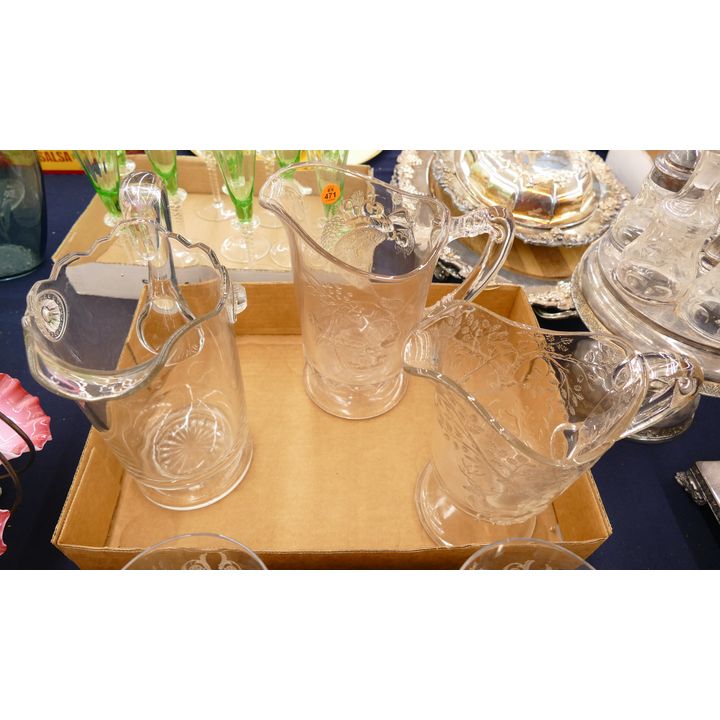 3pc EAPG Pattern Glass Pitchers