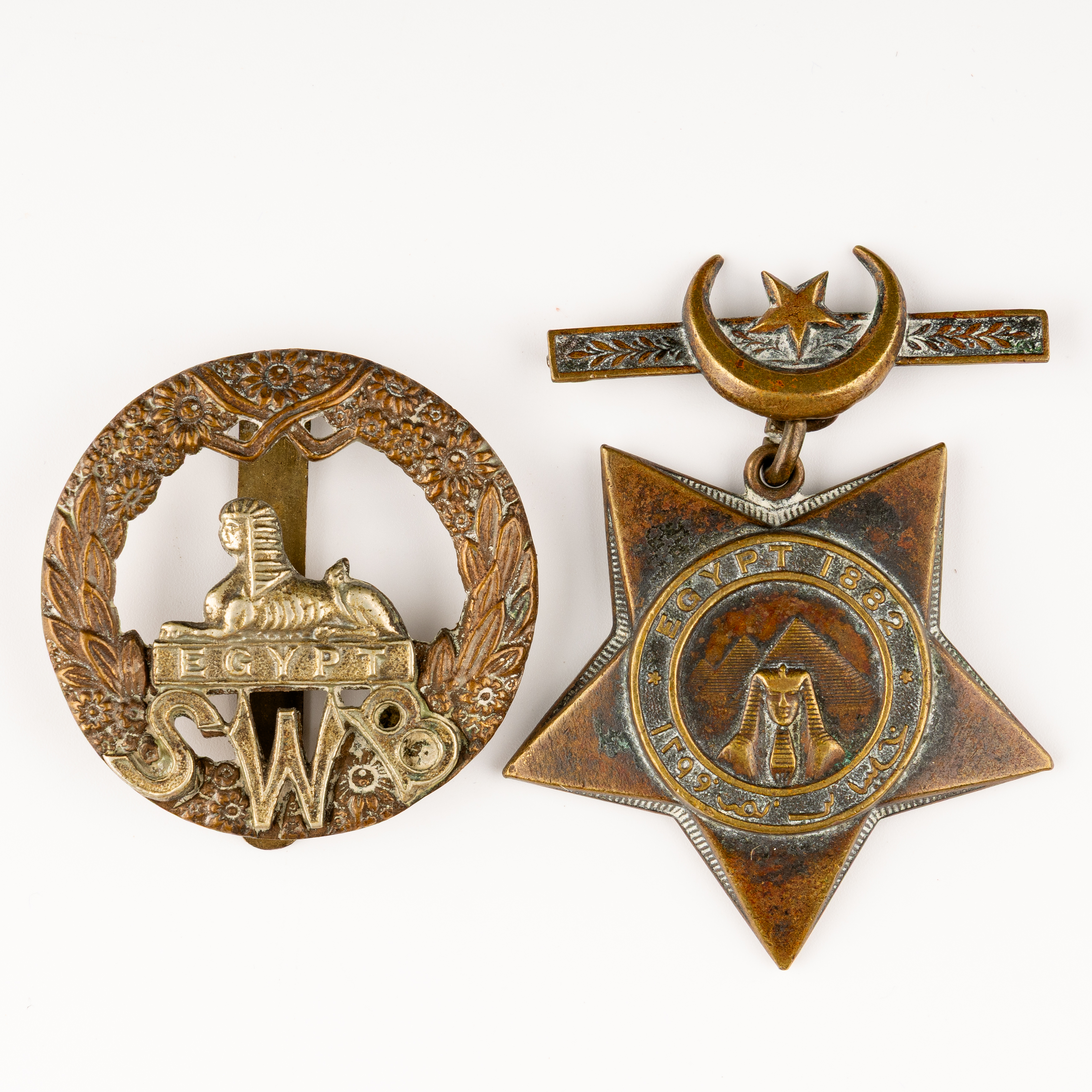 Egypt, Khedive's Star & Egypt SWB Badge, 1882 - 1891, gF