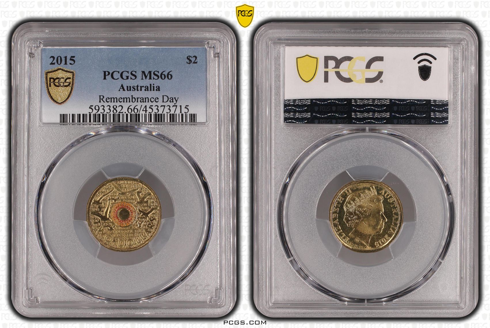Elizabeth II, Remembrance Day Colorized - In Flanders Fields, Two Dollar, 2015, PCGS MS66