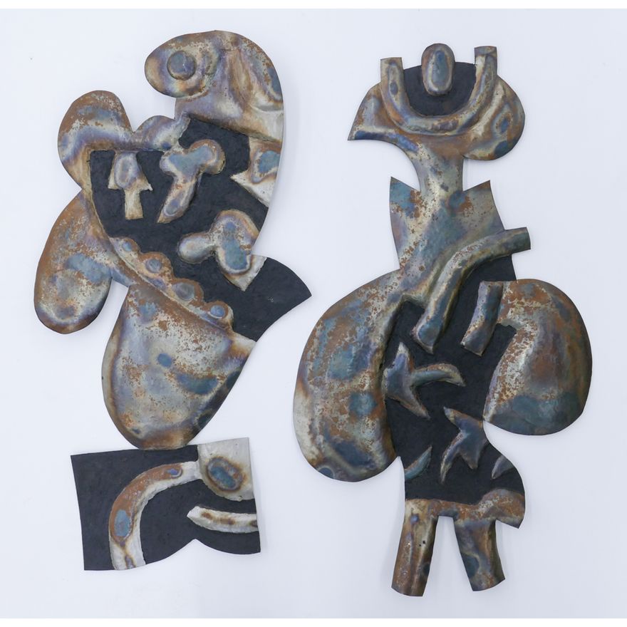 2pc Harold Balazs Steel Figure Wall Sculptures