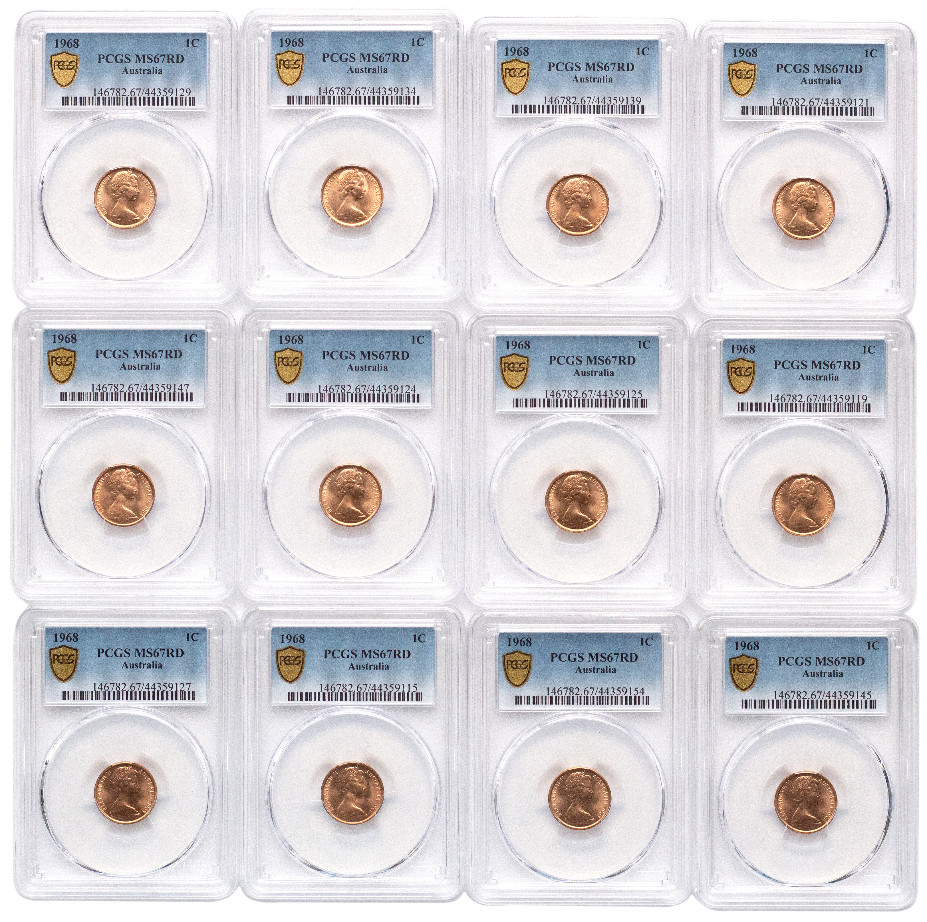 Elizabeth II, One Cent, 1968, PCGS MS 67RD
