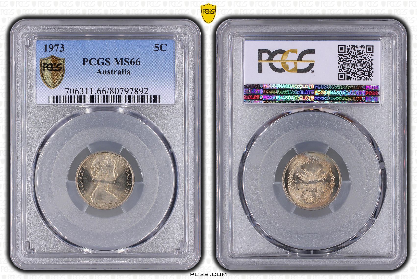 Elizabeth II, Five Cent, 1973, PCGS MS66