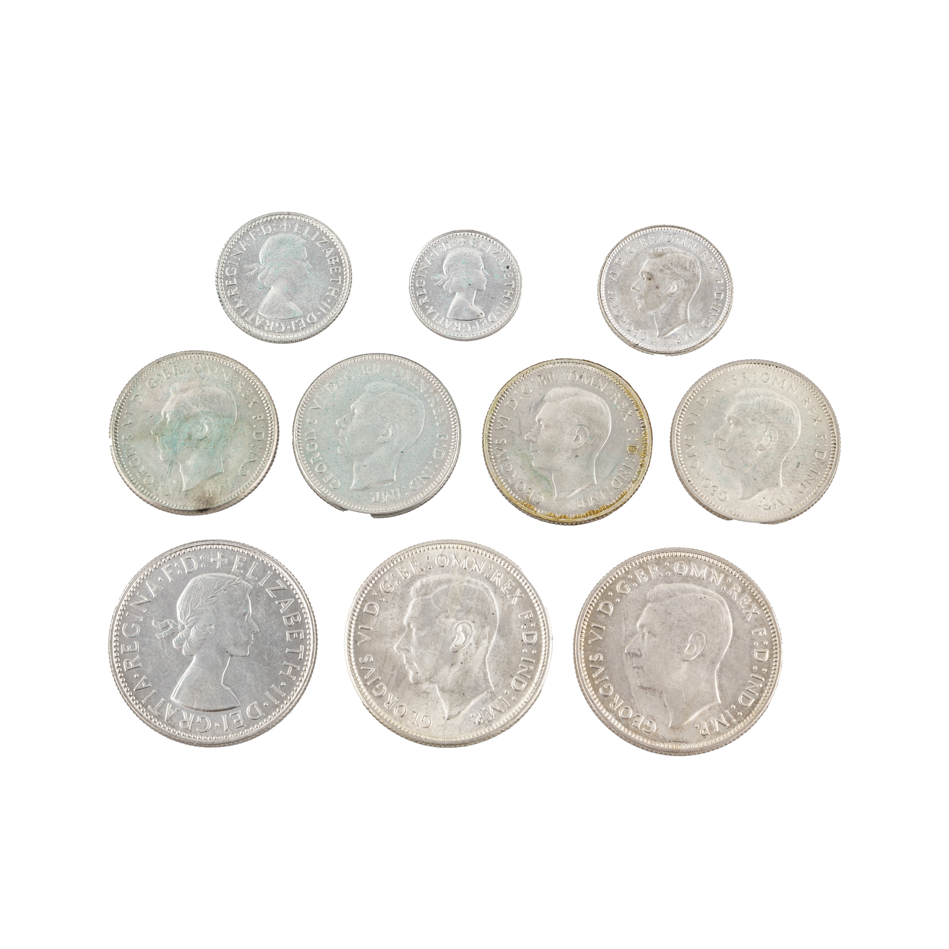 George VI - Elizabeth II, Threepence - Florin, 1938 - 1963, EF - UNC