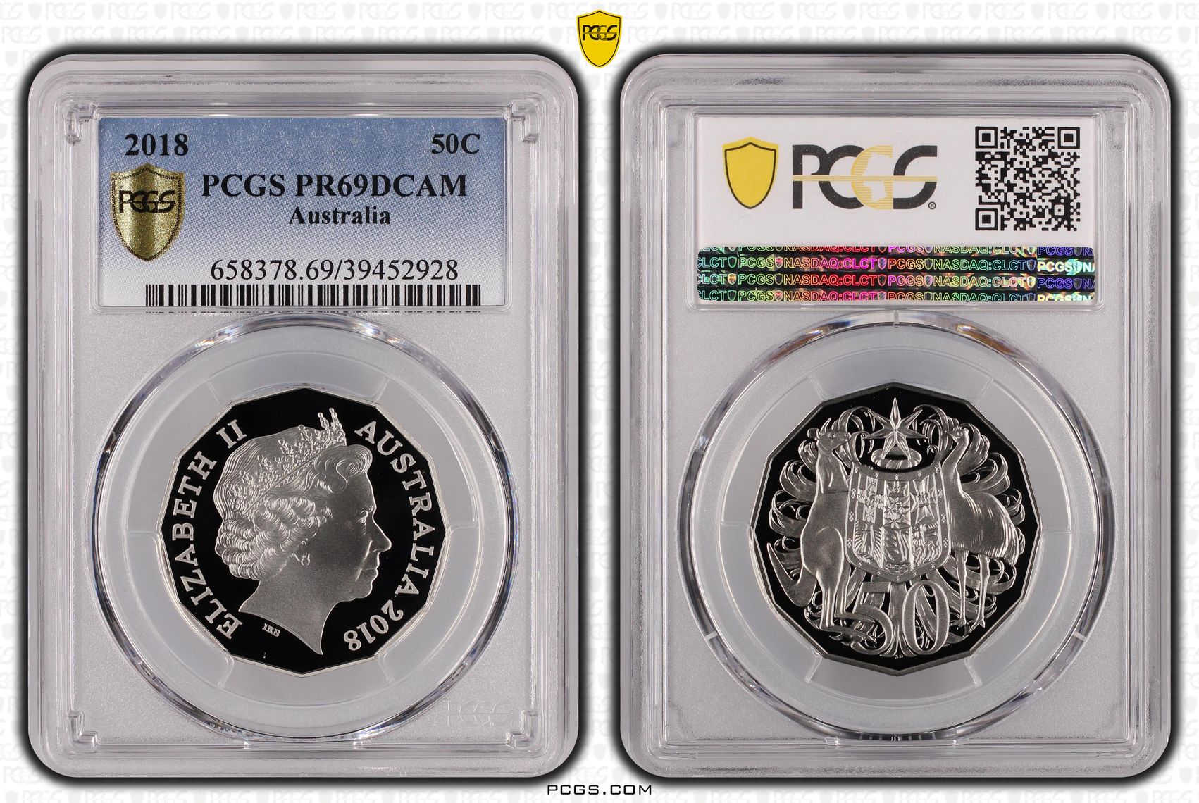 Elizabeth II, Fifty Cent, 2018, PCGS PR69DCAM